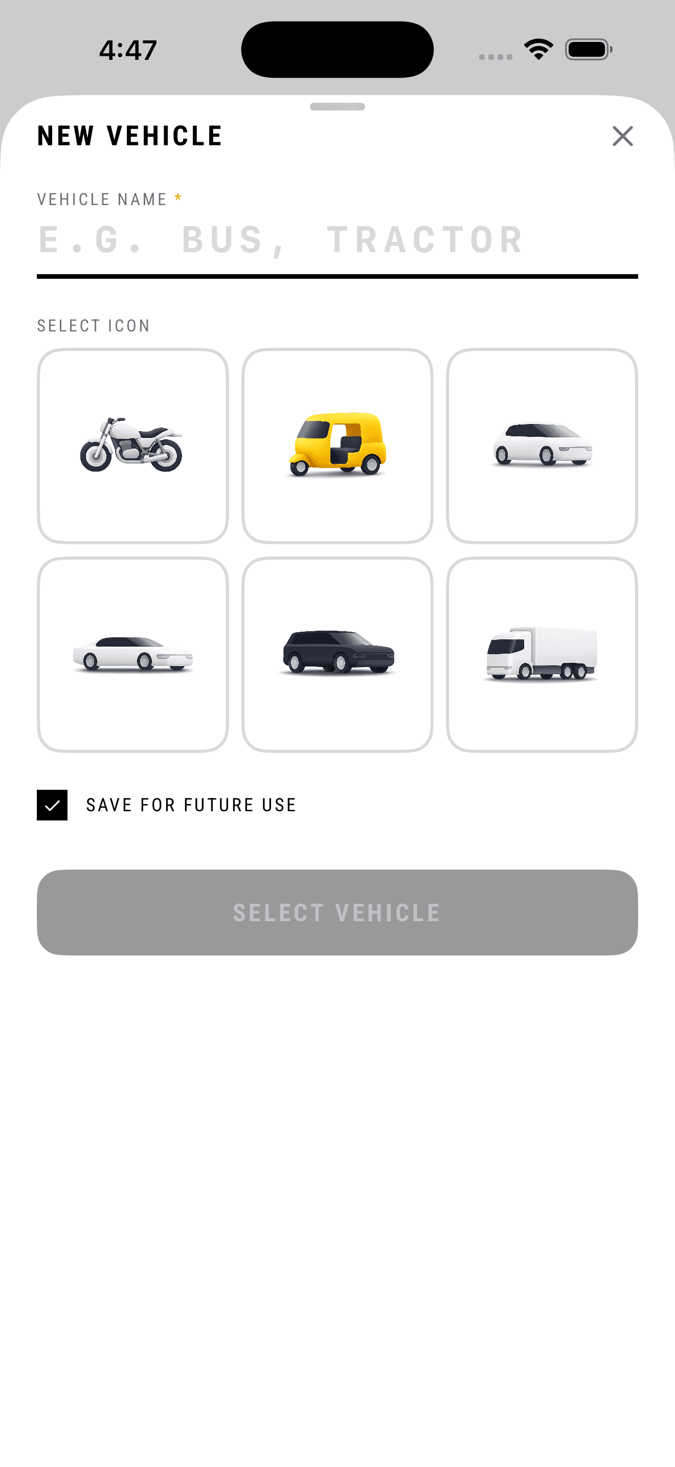 MintWash — Taking an order: New vehicle